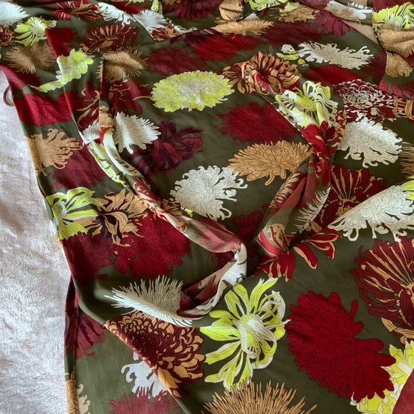 Zara Floral Print Midi Dress/Green,Red, Beige Floral/Women’s Size Large - Picture 4 of 10